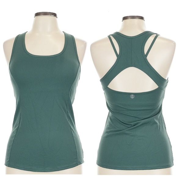 Sage Green Racerback Yoga Running Padded Athletic Bra Fitness Tank Large - Picture 1 of 6
